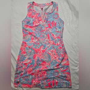 Lilly Pulitzer Bright Pink Sun Ray Summer Siren Print Sleeveless Shift Dress XS